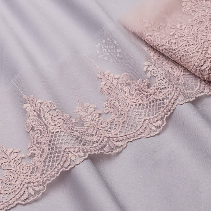 

Моток кружева (9 метров) "Ажурные пирамидки с открытым краем", цвет пыльно-розовый, ширина 13 см