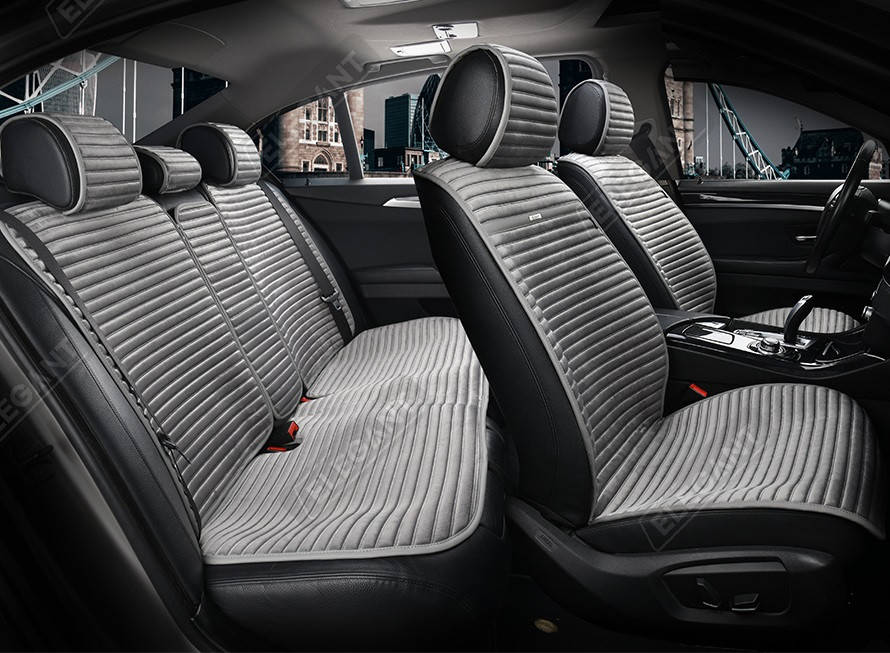 

Накидки на сидіння авто Elegant Napoli EL 700 113 передні та задні з алькантари сірі