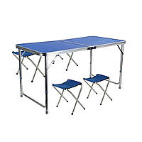 Стіл і стільці Easy Campi 1+4 120х60х70 см Синій (складаний, для пікніка)
