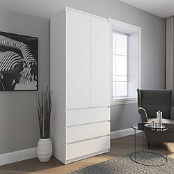 Шафа для одягу зі штангою на 3 висувні ящики з фасадами без ручок R-9