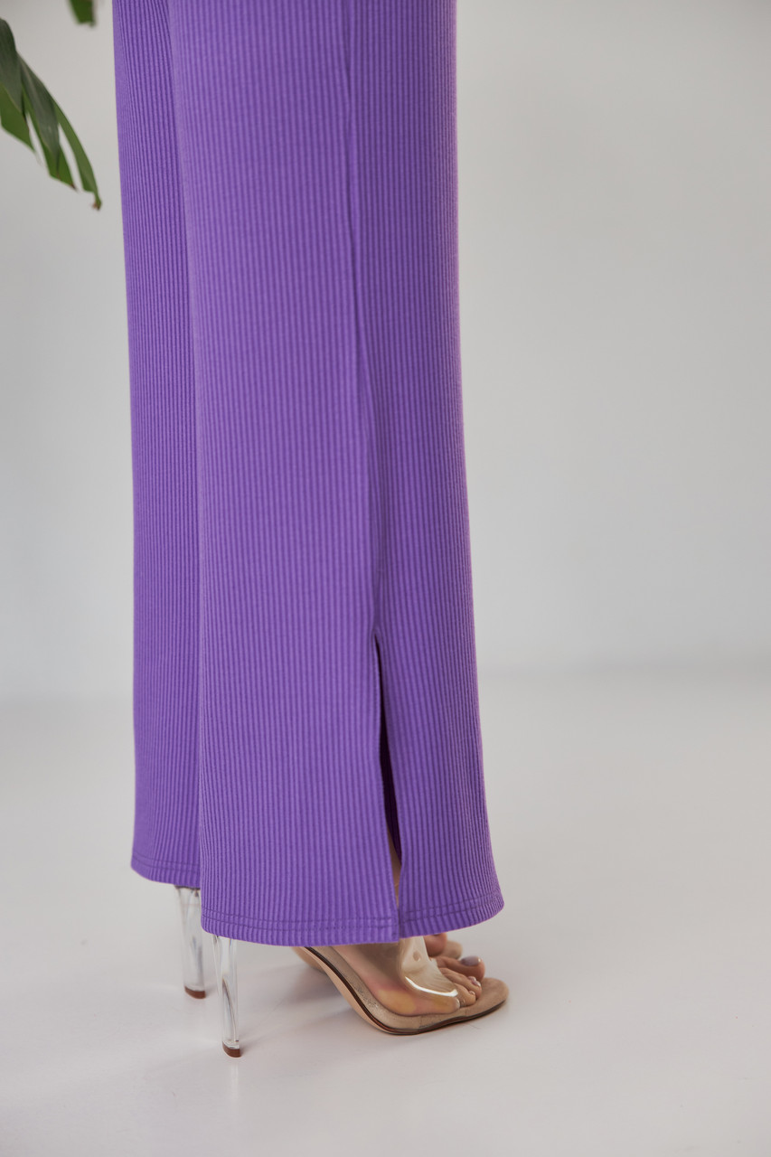 Женский костюм летний L размер 46 мустанговый брючный фиолетовый костюм штаны и топ с завязками на талии - фото 4 - id-p1839171311