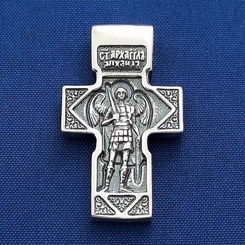 Срібний Хрест - чоловічий хрестик з Архангелом Михайлом - срібло 925 проби (6,33г)