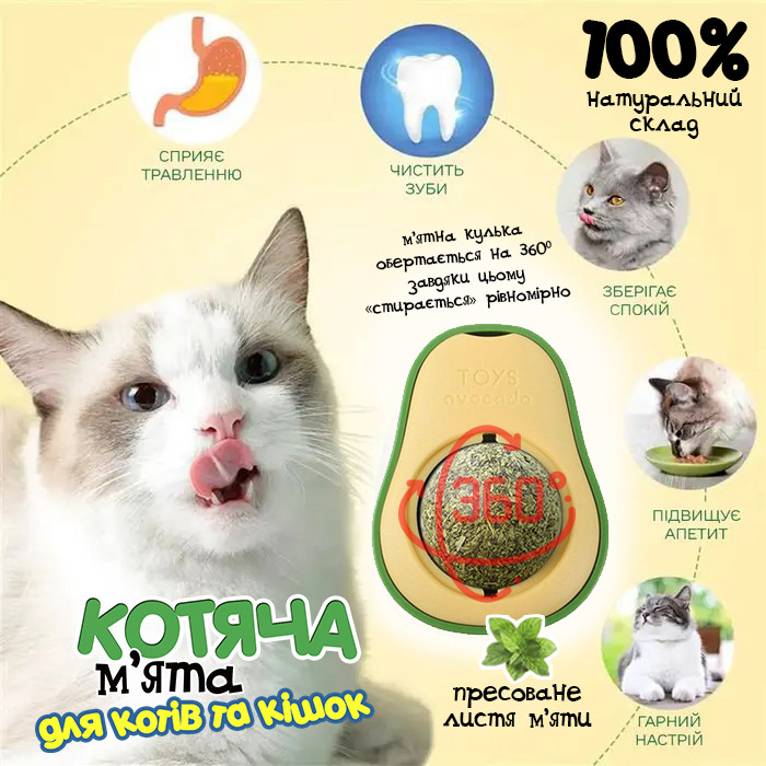 Кошачья мята игрушка вкусняшка шарик лизун для котов Авокадо. Заказ от 30 штук. Cat candy Avocado Catnip. - фото 4 - id-p1799465842