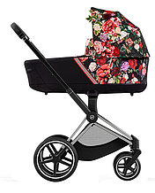 Коляска Cybex Priam 4.0 шасі Chrome Black + люлька Spring Blossom Dark