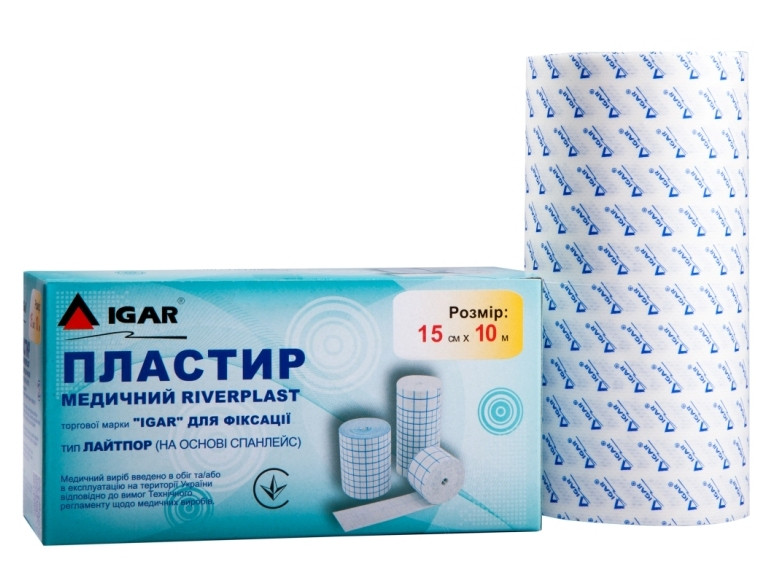 Пластир RiverPlast для фіксації тип Лайтпор (на основі спанлейс) 15 см х 10 м