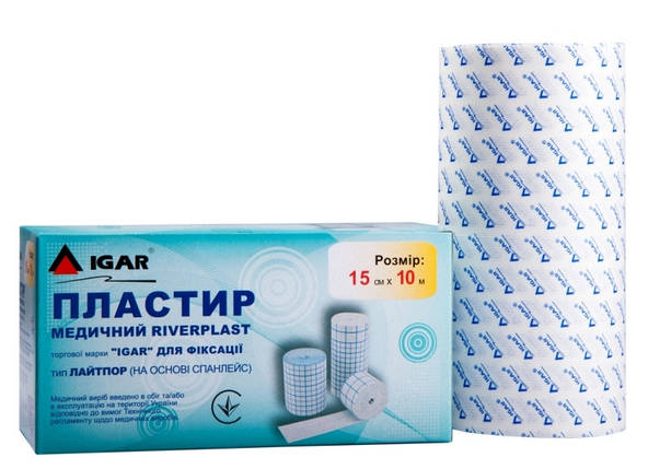 Пластир RiverPlast для фіксації тип Лайтпор (на основі спанлейс) 15 см х 10 м, фото 1