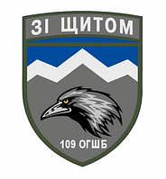 Шеврон 109 ОГШБ гірсько-штурмова бригада "Зі щитом" Шеврони на замовлення Військові шеврони на липучці ЗСУ (AN-12-558-5)