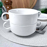 Набір білих фарфорових бульйонниць ARDESTO Imola 250 мл, 6 шт, кругла форма