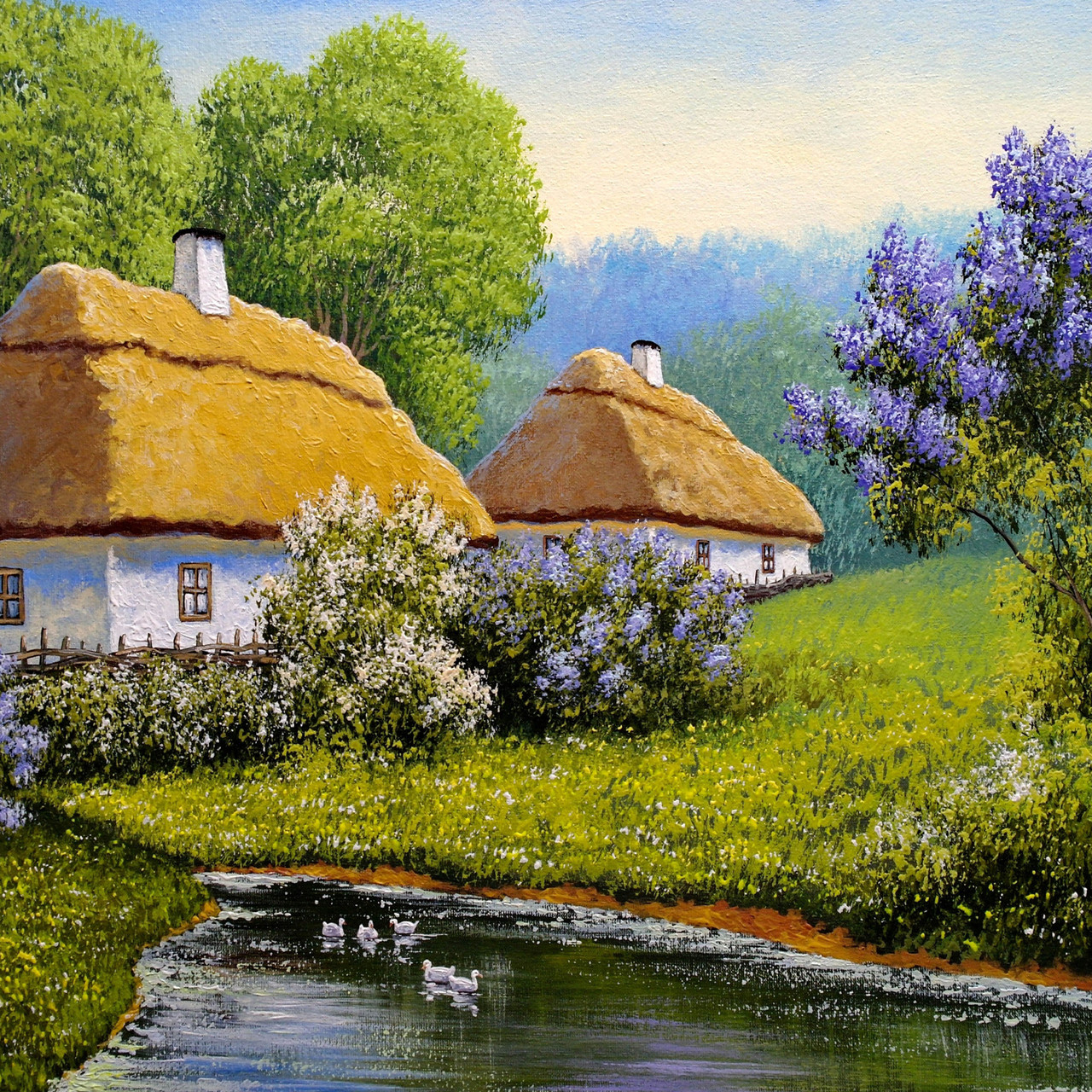 Алмазна мозаїка SANTI Весняне село 40х40см на підрамнику 954320, фото 1