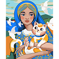 Картина за номерами SANTI Українка з котиком 40*50 см 954504