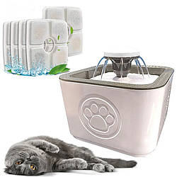 Фонтан напувалка з п'ятьма змінними фільтрами Pet Water FOUNTAIN для собак та котів автоматична