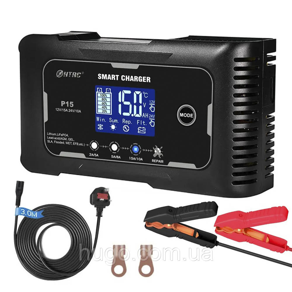 Зарядний пристрій HTRC P15 12V/15А, 24V/10А, автомобільний, інтелектуальний / Автоматична зарядка в авто