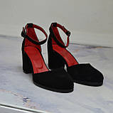 Шкіряні босоніжки широкому каблуку., фото 4