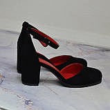 Шкіряні босоніжки широкому каблуку., фото 2