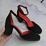 Шкіряні босоніжки широкому каблуку., фото 3