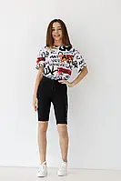 Футболка Suzie Бріджит принт білий ФБ-27103 (ART)  (р. 140, 152, 158)