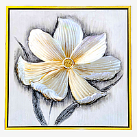Картина настенная объемная с металлизированным покрытием на холсте - панно "Цветок" F2620-1