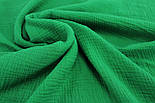 Муслін однотонний двошаровий жатий, колір зелений, ширина 140 см № МЖ-3-81, фото 2