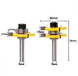 Набір із 2 фрез пазо-шипових, хвостовик 8 мм для ручного фрезера, фото 2