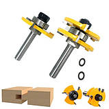 Набір із 2 фрез пазо-шипових, хвостовик 8 мм для ручного фрезера, фото 3