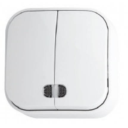 Вимикач Horoz EVA накладний з підсвіткою білий 2 кл 112-002-0002-010, фото 1