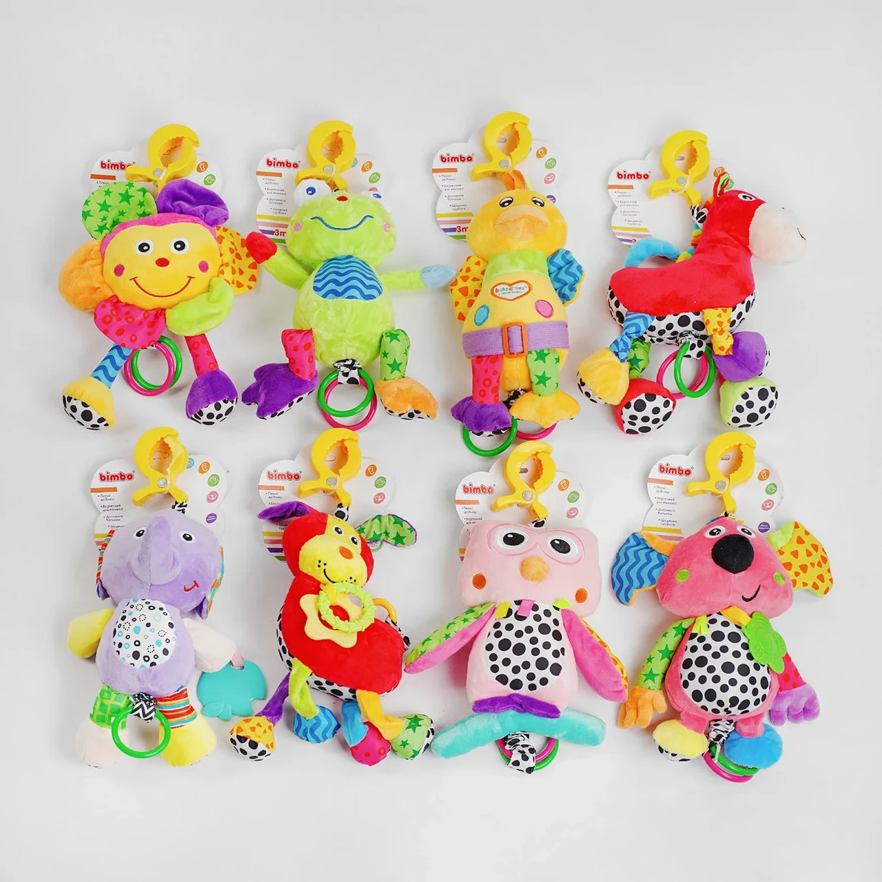 Гр Брязкальце C 54417 "Bimbo", 8 видів, шелесткі елементи, заводна колискова, підвіски, в паке, фото 1