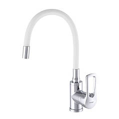 Гнучкий кухонний змішувач Zerix SAR 181, хром, білий