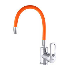 Гнучкий кухонний змішувач Zerix SAR 181, хром, помаранчевий