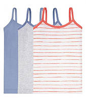 Комплект маек для девочки из 3 штук, рост 98-104 (2-4 года), цвет голубой, серый, белый