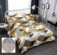 Комплект постельного белья Жатка Серый з разноцветными геометрическими узорами Полуторный размер 150х220