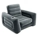 Надувне крісло-трансформер (підсклянник, 117-224-66 см.) Intex 66551 Темно-сірий, фото 4