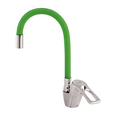 Бюджетний кухонний змішувач Zerix YUB 181 з гнучким силіконовим гусаком зелений