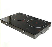 Індукційна плита на дві конфорки Crownberg CB-1327, інфрачервона електроплита настільна з таймером