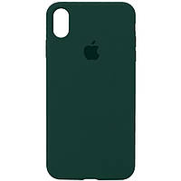 Чехол для iPhone X/XS Silicone Case Full Cover- темно-зеленый