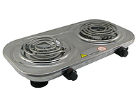 Плита електрична настільна на 2 конфорки Rainberg RB-008, Потужна побутова електроплита з нержавіючої сталі