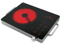 Настільна інфрачервона плита Crownberg CB-1324 2000 Вт, Потужна одноконфоркова електроплита зі склокераміки