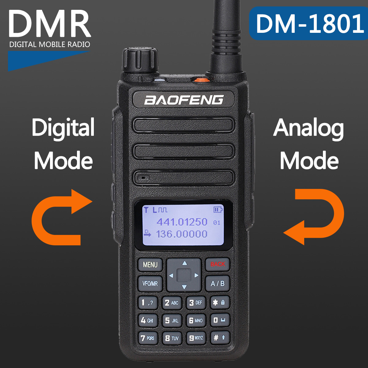 Цифрова рація, радіостанція DMR Baofeng DM-1801