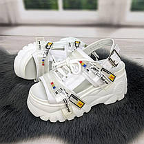 Босоніжки жіночі Girnaive спортивні білі на високій платформі 2822-2, фото 2