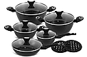 Набір кухонного посуду 12 предметів із мармуровим покриттям Edenberg EB-5636 / Набір каструль (казанов), фото 2