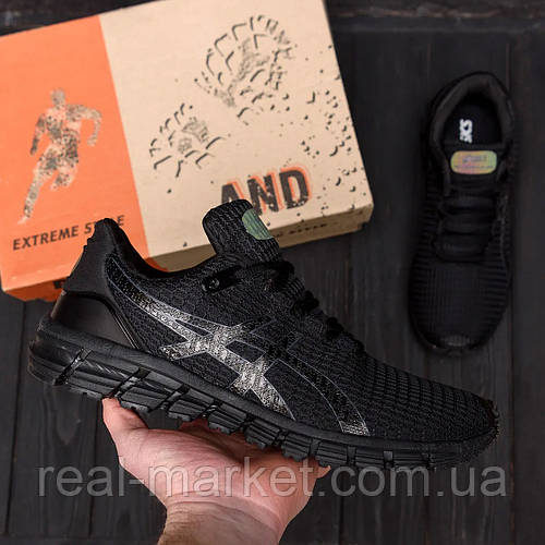 Купить Летние мужские кроссовки сетка Asics/Асикс черные спортивные на ...