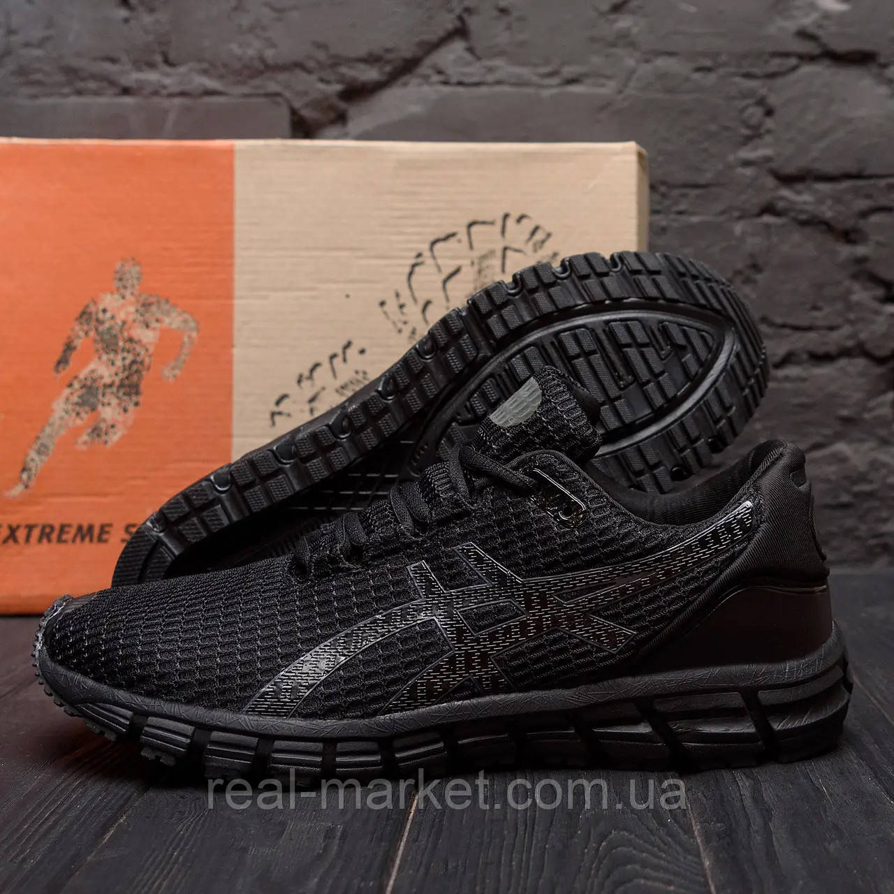 Купить Летние мужские кроссовки сетка Asics/Асикс черные спортивные на ...