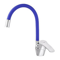 Недорогий та надійний змішувач для кухні Zerix YUB 279 з синім гнучким виливом
