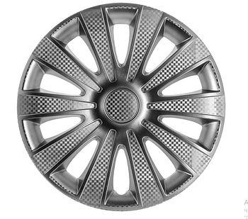 Ковпак колісний Карат (карбон) R17 STAR комплект 4 шт., сірий (KG-8006)