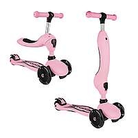 Самокат трансформер. Дитячий біговел трансформер 3 в 1 A1 Scooter Рожевий, фото 11