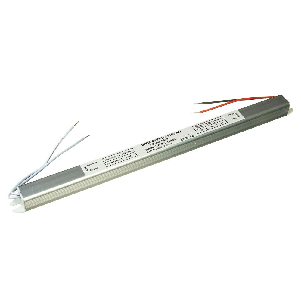 Блок живлення вузький SLIM 12V 72W 6А IP20