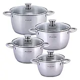 Набір каструль Kamille на 8 предметів (1,5 л, 2 л, 3 л, 5 л) з нержавіючої сталі, фото 2
