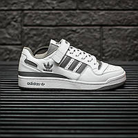 Кроссовки Adidas Forum Low White Grey мужские белые повседневные кеды весна осень молодежные