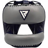 Шолом боксерський з бампером L RDX Leather Pro Blue, фото 4