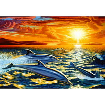 Картина за номерами 40х50 см DIY (без коробки) Дельфіни (OTG6138_O)