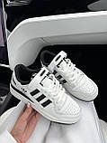 Кросівки Adidas Forum Low White Black Logo чоловічі білі повсякденні кеди весна осінь молодіжні, фото 2